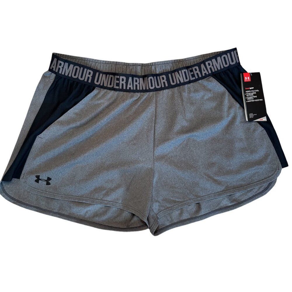 Under Armour HeatGear Womens Loose Fit Training Running Shorts Gray Black XL NWT